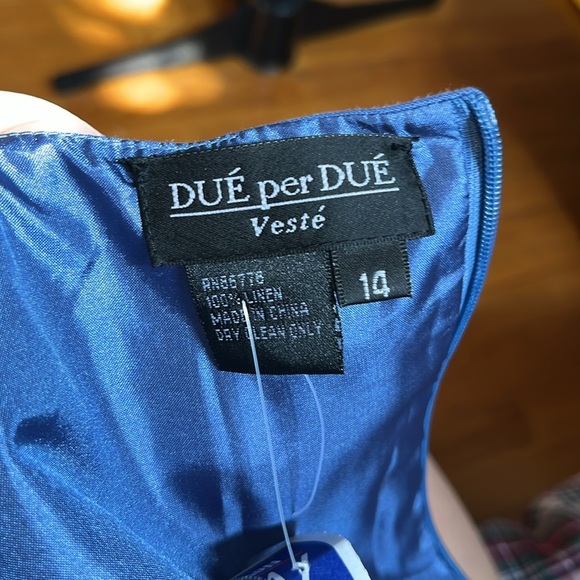 Dué Per Dué Vintage Linen Periwinkle Zip Up Boat Neck Maxi Dress A24 - Picture 3 of 3